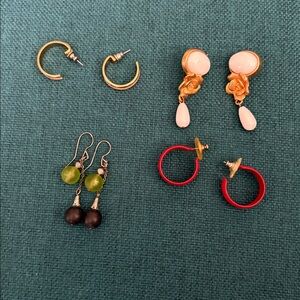 Four pairs of vintage pierced earrings